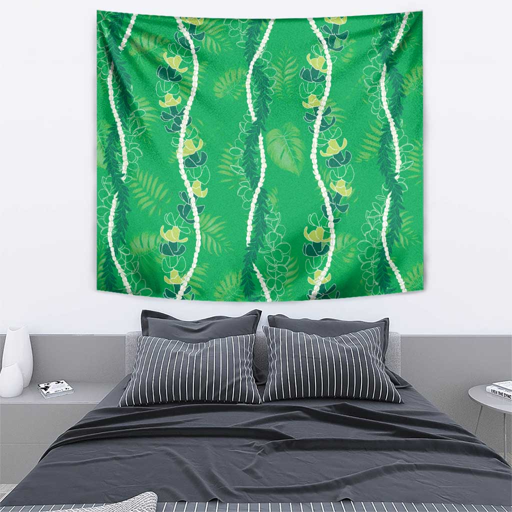 Hawaii Maile Lei Tapestry With Green Monstera Pattern LT05 - Polynesian Pride