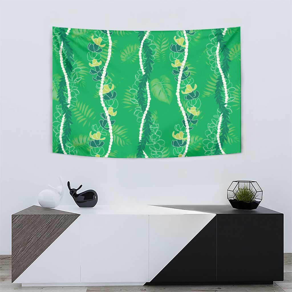 Hawaii Maile Lei Tapestry With Green Monstera Pattern LT05 - Polynesian Pride