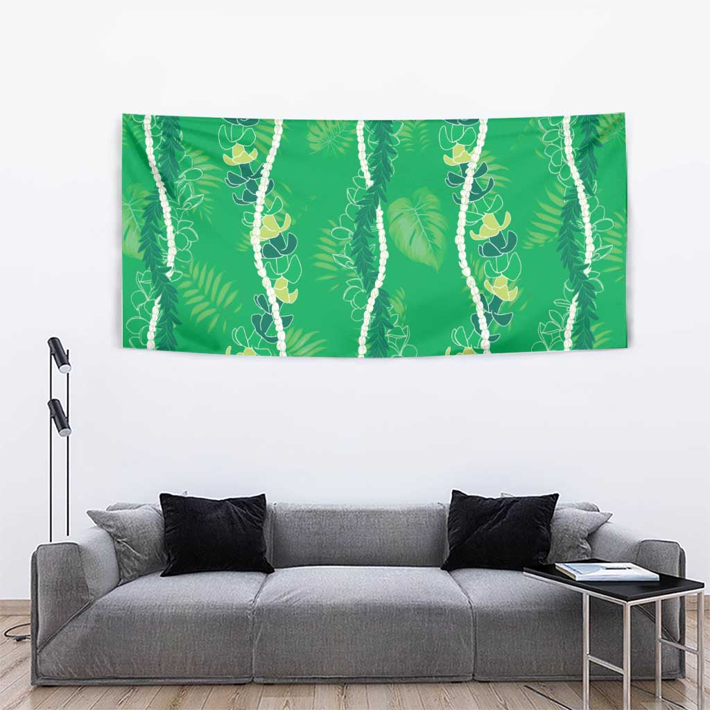Hawaii Maile Lei Tapestry With Green Monstera Pattern LT05 - Polynesian Pride