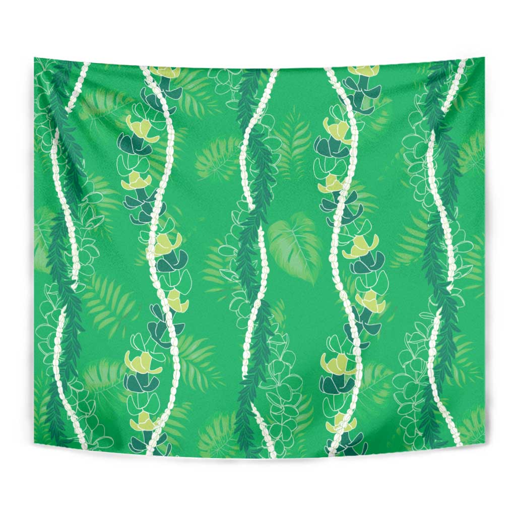 Hawaii Maile Lei Tapestry With Green Monstera Pattern LT05 - Polynesian Pride