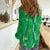 Hawaii Maile Lei Women Casual Shirt With Green Monstera Pattern