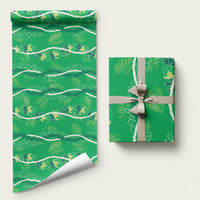 Hawaii Maile Lei Wrapping Paper With Green Monstera Pattern - Polynesian Pride