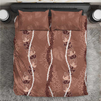 Hawaii Maile Lei Bedding Set With Brown Monstera Pattern LT05 Brown - Polynesian Pride