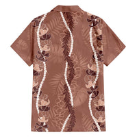 Hawaii Maile Lei Family Matching Puletasi and Hawaiian Shirt With Brown Monstera Pattern