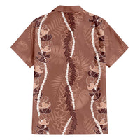 Hawaii Maile Lei Family Matching Short Sleeve Bodycon Dress and Hawaiian Shirt With Brown Monstera Pattern