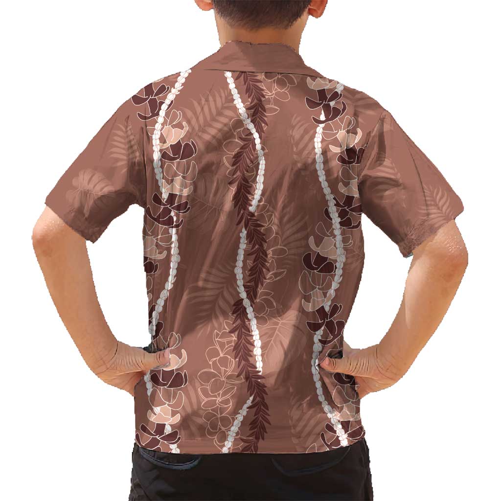 Hawaii Maile Lei Family Matching Summer Maxi Dress and Hawaiian Shirt With Brown Monstera Pattern