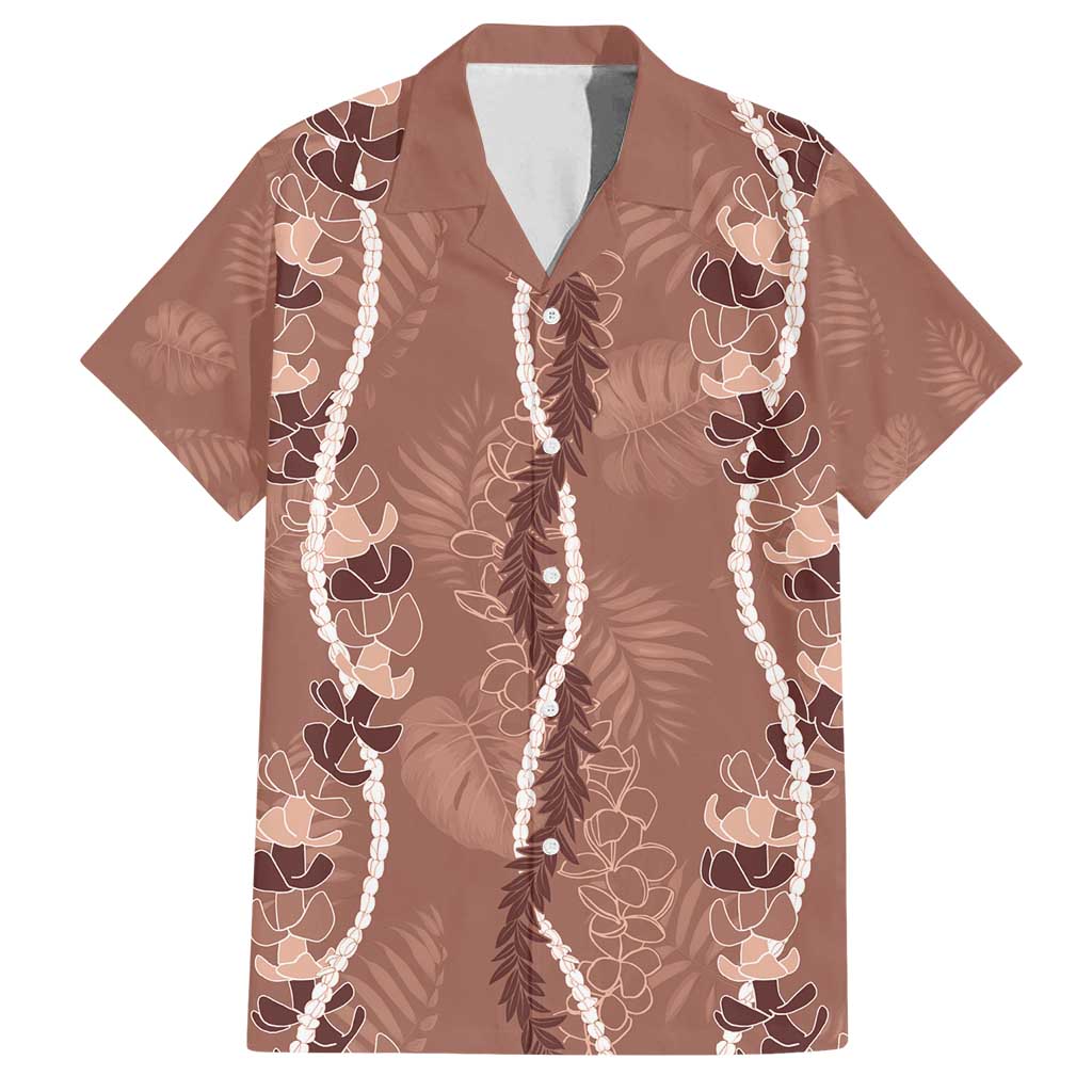 Hawaii Maile Lei Family Matching Tank Maxi Dress and Hawaiian Shirt With Brown Monstera Pattern