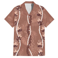 Hawaii Maile Lei Family Matching Tank Maxi Dress and Hawaiian Shirt With Brown Monstera Pattern
