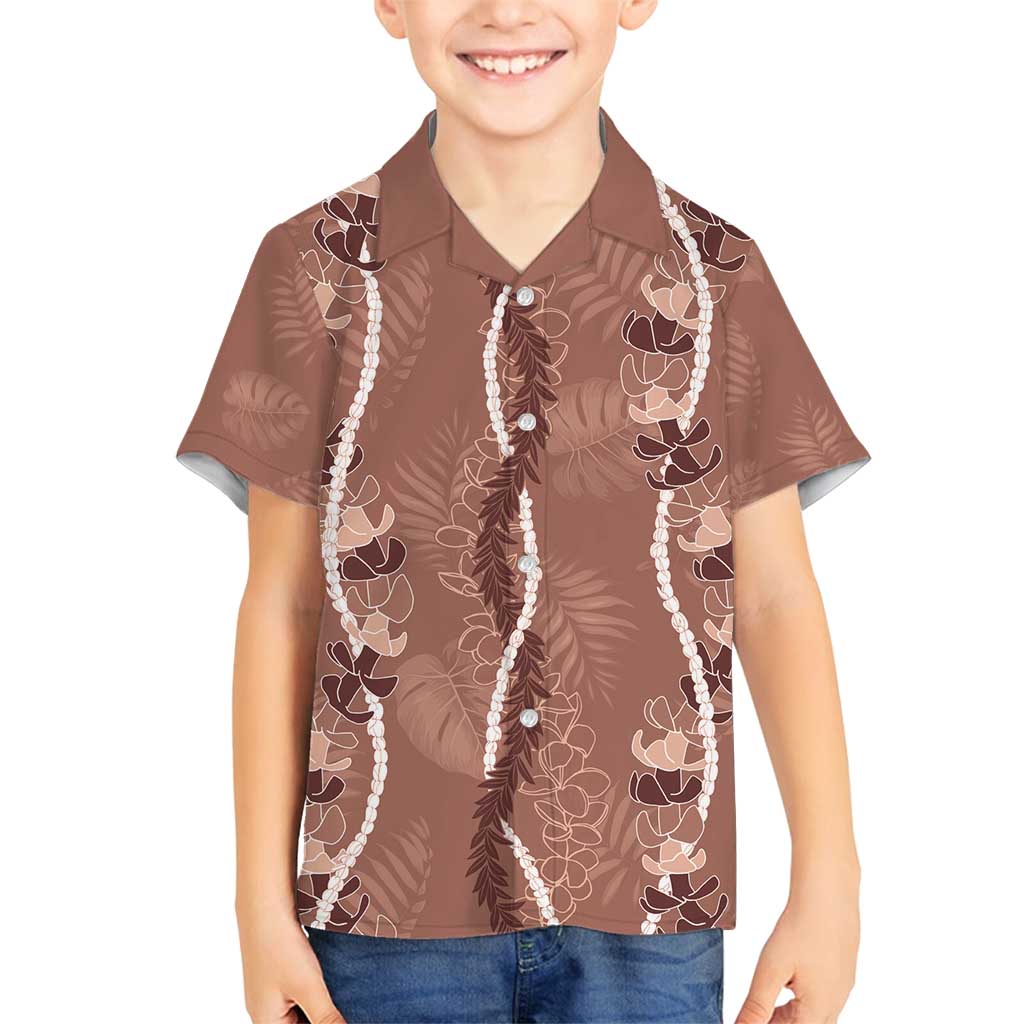 Hawaii Maile Lei Family Matching Tank Maxi Dress and Hawaiian Shirt With Brown Monstera Pattern