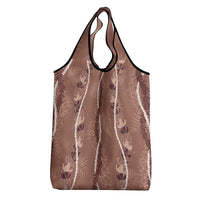 Hawaii Maile Lei Grocery Bag With Brown Monstera Pattern