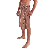 Hawaii Maile Lei Lavalava With Brown Monstera Pattern LT05 - Polynesian Pride