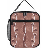 Hawaii Maile Lei Lunch Bag With Brown Monstera Pattern LT05 10.2 × 8.3 × 4.3 inch Brown - Polynesian Pride