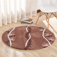 Hawaii Maile Lei Round Carpet With Brown Monstera Pattern LT05 - Polynesian Pride