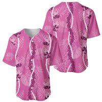 Hawaii Maile Lei Baseball Jersey With Pink Monstera Pattern LT05 - Polynesian Pride