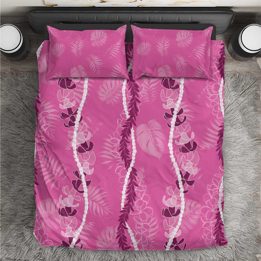 Hawaii Maile Lei Bedding Set With Pink Monstera Pattern LT05 Pink - Polynesian Pride