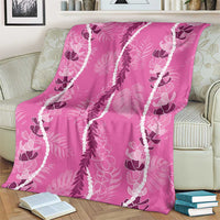 Hawaii Maile Lei Blanket With Pink Monstera Pattern