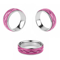 Hawaii Maile Lei Classic Ring With Pink Monstera Pattern - Polynesian Pride