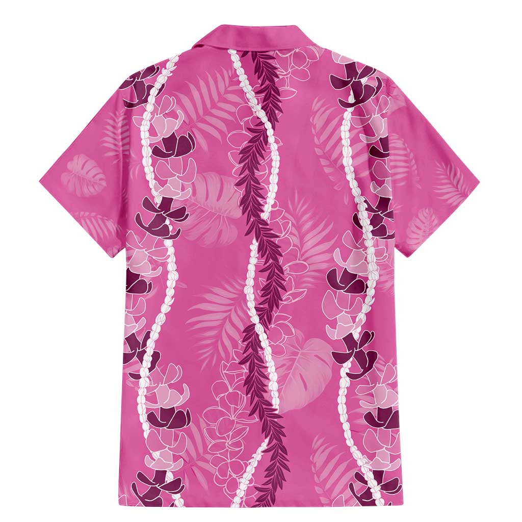 Hawaii Maile Lei Family Matching Mermaid Dress and Hawaiian Shirt With Pink Monstera Pattern