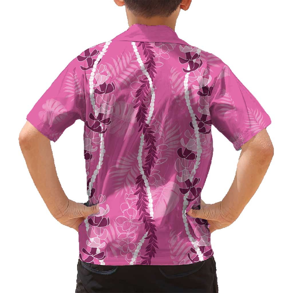Hawaii Maile Lei Family Matching Puletasi and Hawaiian Shirt With Pink Monstera Pattern