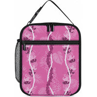 Hawaii Maile Lei Lunch Bag With Pink Monstera Pattern LT05 10.2 × 8.3 × 4.3 inch Pink - Polynesian Pride