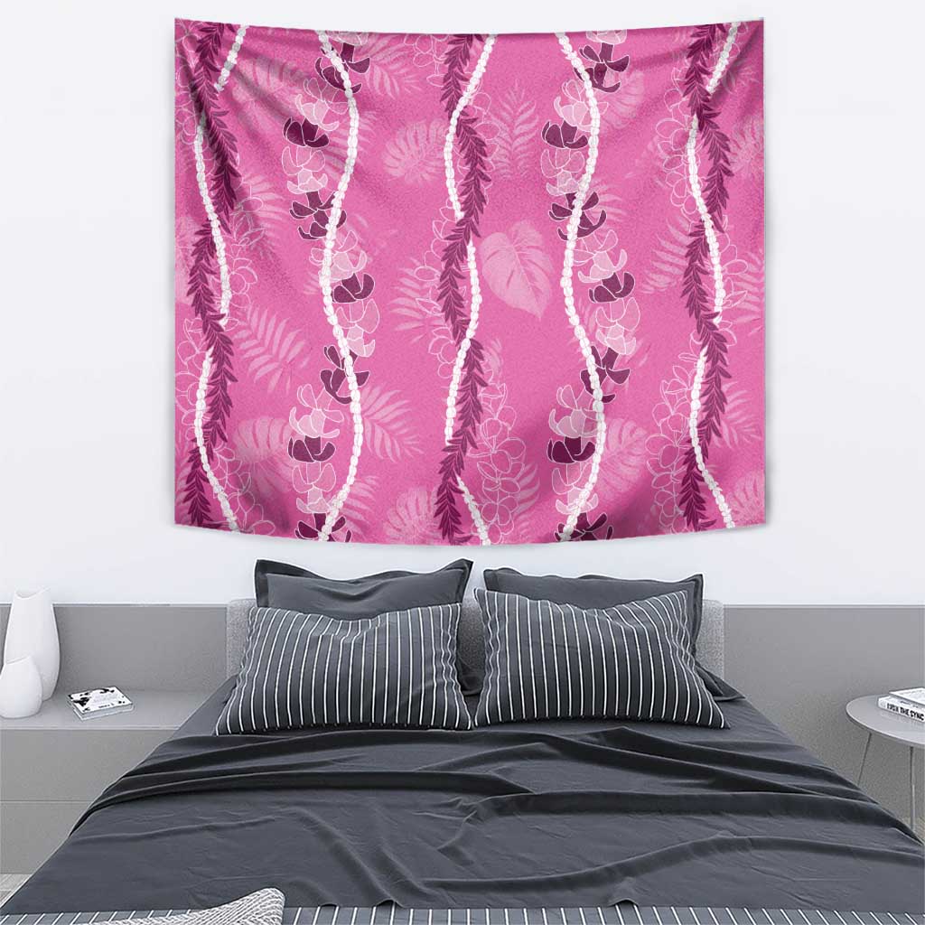 Hawaii Maile Lei Tapestry With Pink Monstera Pattern LT05 - Polynesian Pride