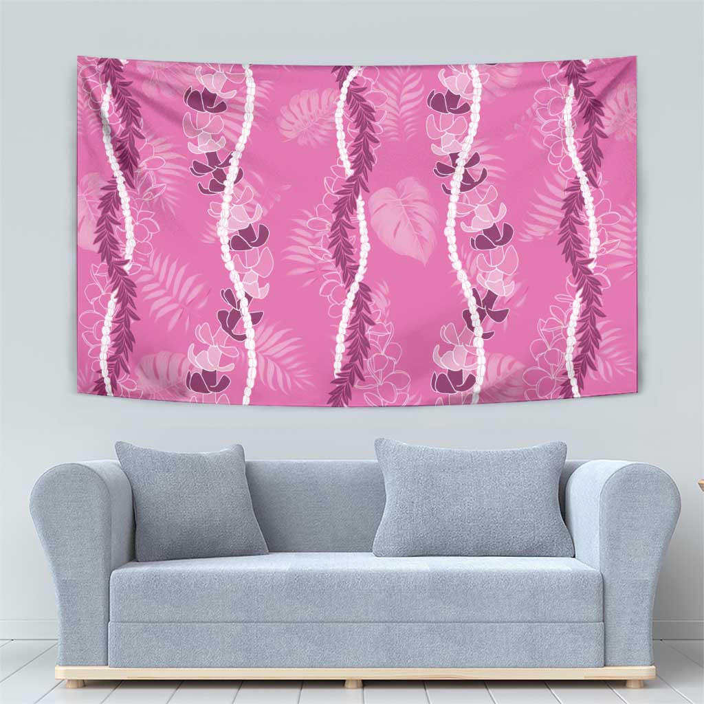 Hawaii Maile Lei Tapestry With Pink Monstera Pattern LT05 - Polynesian Pride