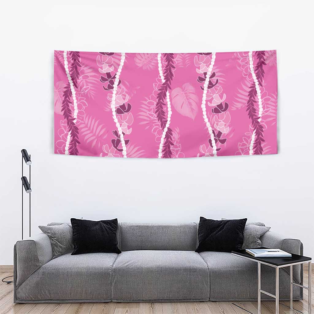 Hawaii Maile Lei Tapestry With Pink Monstera Pattern LT05 - Polynesian Pride