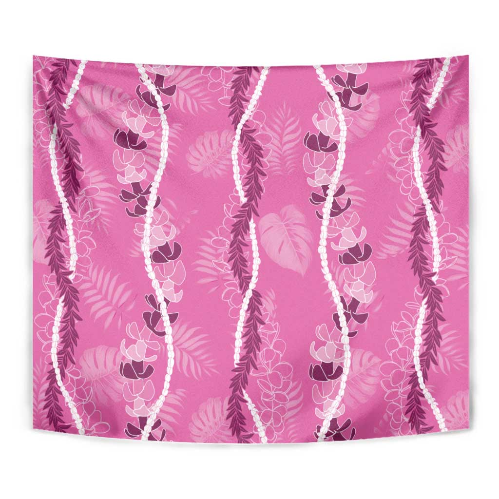 Hawaii Maile Lei Tapestry With Pink Monstera Pattern LT05 - Polynesian Pride