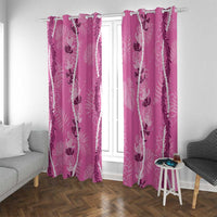 Hawaii Maile Lei Window Curtain With Pink Monstera Pattern