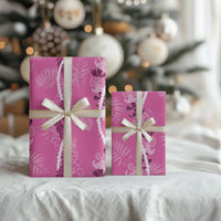 Hawaii Maile Lei Wrapping Paper With Pink Monstera Pattern - Polynesian Pride