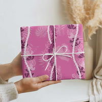 Hawaii Maile Lei Wrapping Paper With Pink Monstera Pattern - Polynesian Pride