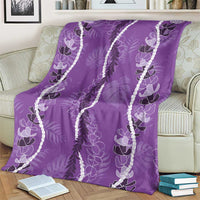Hawaii Maile Lei Blanket With Violet Monstera Pattern