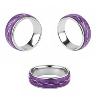 Hawaii Maile Lei Classic Ring With Violet Monstera Pattern - Polynesian Pride