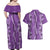 Hawaii Maile Lei Couples Matching Off Shoulder Maxi Dress and Hawaiian Shirt With Violet Monstera Pattern