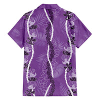 Hawaii Maile Lei Family Matching Tank Maxi Dress and Hawaiian Shirt With Violet Monstera Pattern