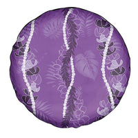 Hawaii Maile Lei Spare Tire Cover With Violet Monstera Pattern
