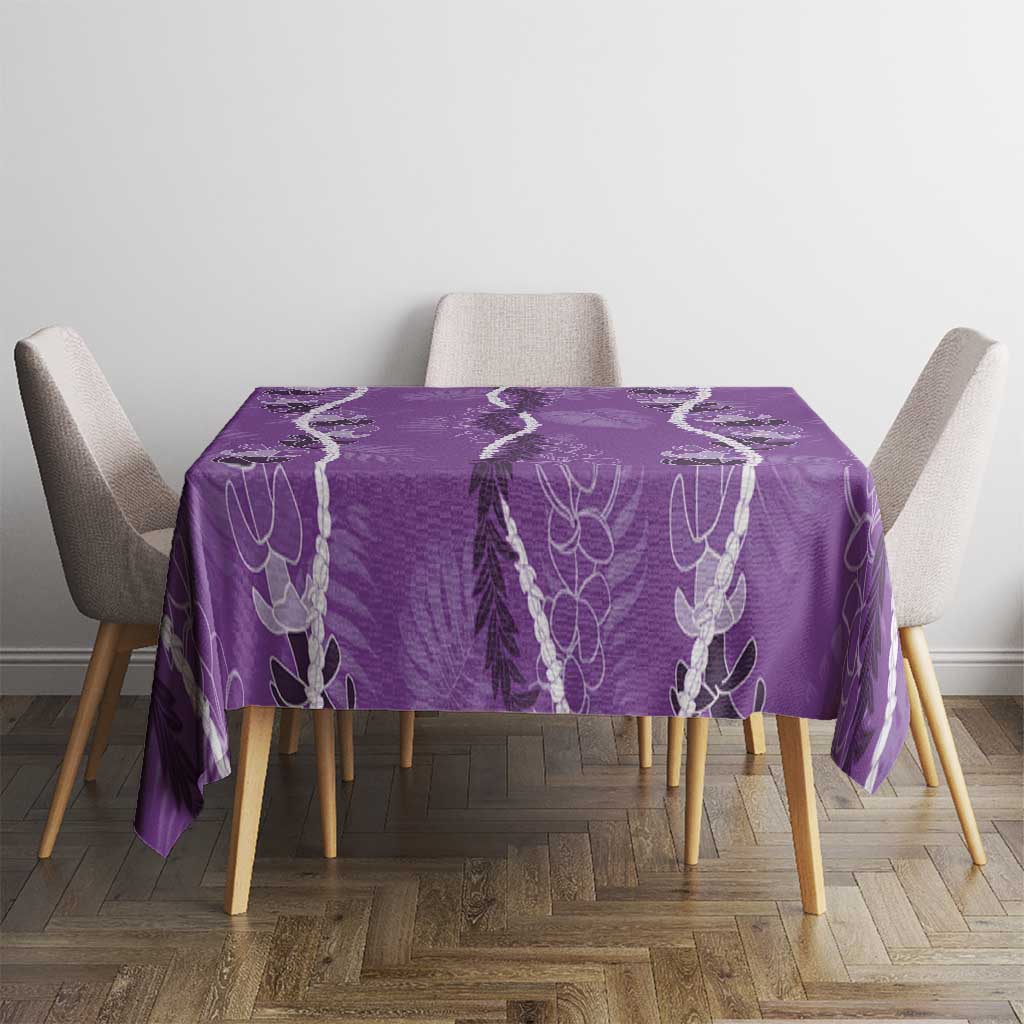 Hawaii Maile Lei Tablecloth With Violet Monstera Pattern