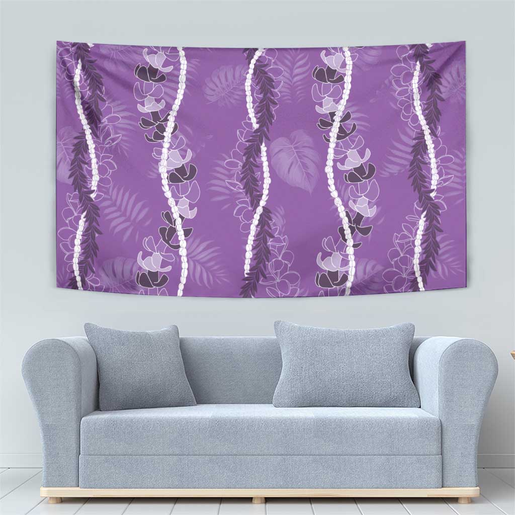 Hawaii Maile Lei Tapestry With Violet Monstera Pattern LT05 - Polynesian Pride
