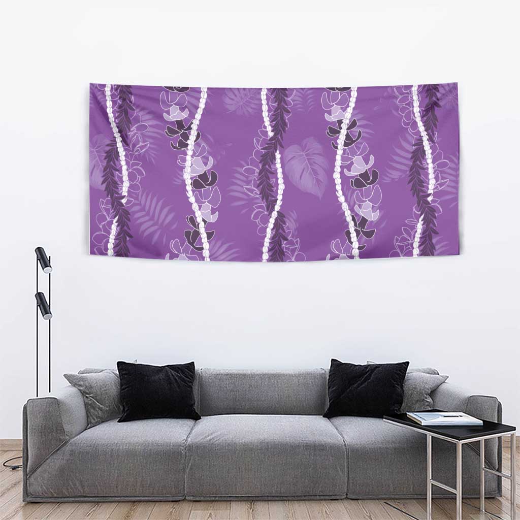 Hawaii Maile Lei Tapestry With Violet Monstera Pattern LT05 - Polynesian Pride