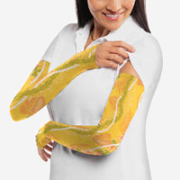 Hawaii Maile Lei Arm Sleeves With Yellow Monstera Pattern - Polynesian Pride