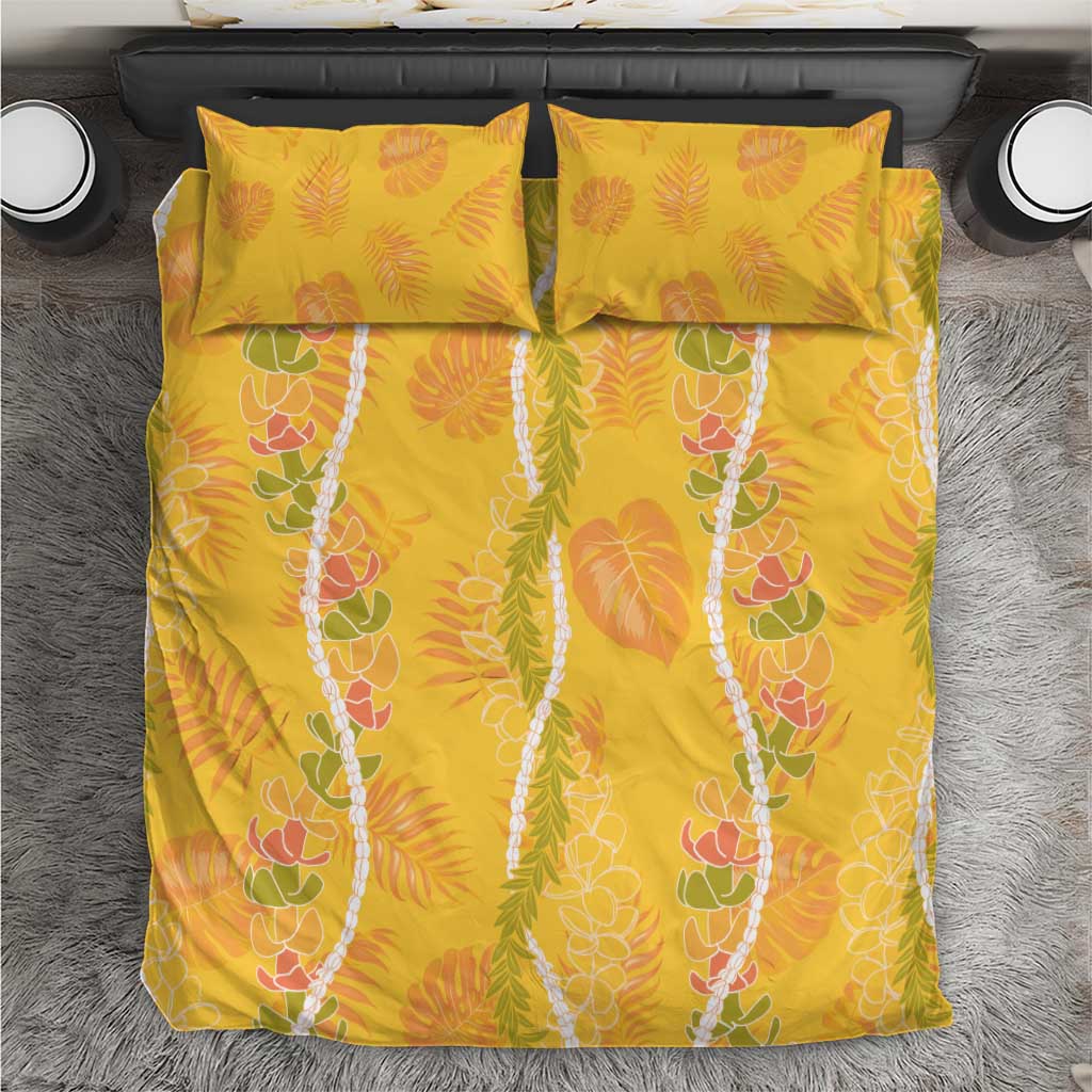 Hawaii Maile Lei Bedding Set With Yellow Monstera Pattern LT05 Yellow - Polynesian Pride