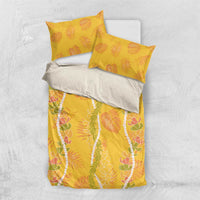 Hawaii Maile Lei Bedding Set With Yellow Monstera Pattern LT05 US Twin 172cm x 218cm Yellow - Polynesian Pride