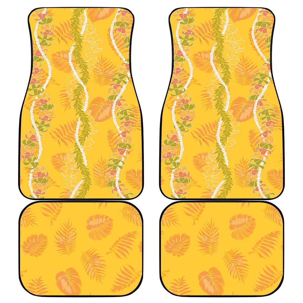 Hawaii Maile Lei Car Mats With Yellow Monstera Pattern