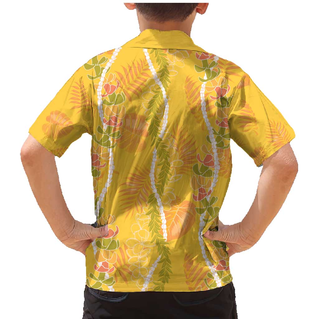 Hawaii Maile Lei Family Matching Mermaid Dress and Hawaiian Shirt With Yellow Monstera Pattern