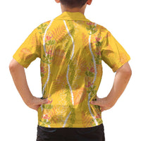 Hawaii Maile Lei Family Matching Puletasi and Hawaiian Shirt With Yellow Monstera Pattern
