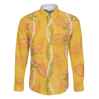Hawaii Maile Lei Family Matching Puletasi and Hawaiian Shirt With Yellow Monstera Pattern