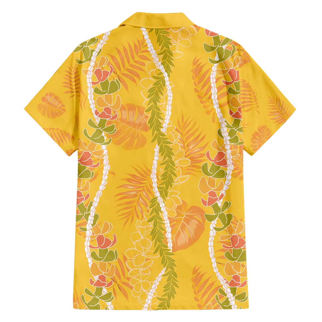 Hawaii Maile Lei Family Matching Summer Maxi Dress and Hawaiian Shirt With Yellow Monstera Pattern