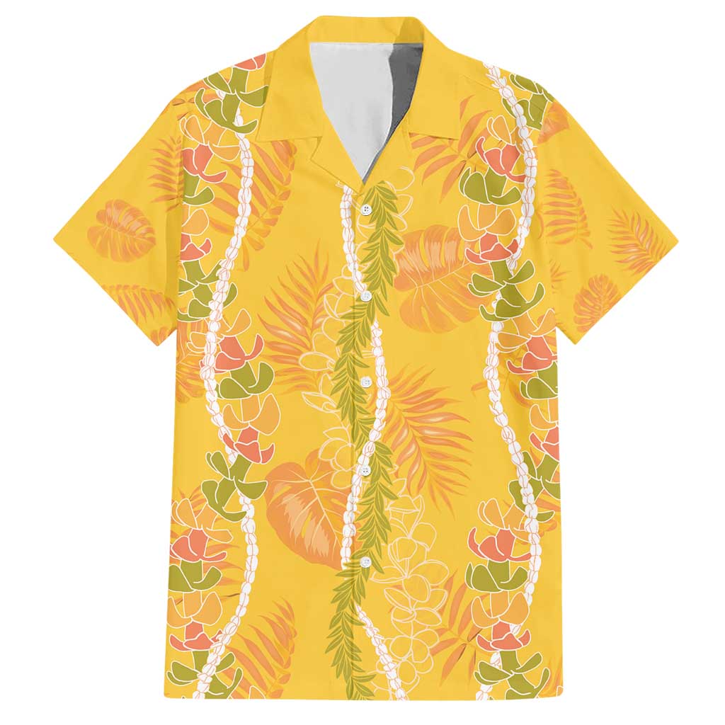 Hawaii Maile Lei Hawaiian Shirt With Yellow Monstera Pattern