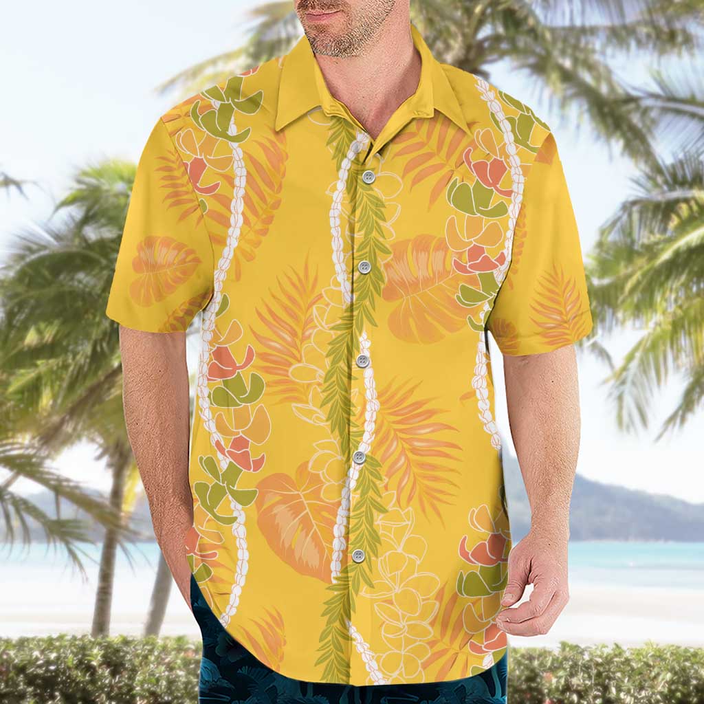 Hawaii Maile Lei Hawaiian Shirt With Yellow Monstera Pattern