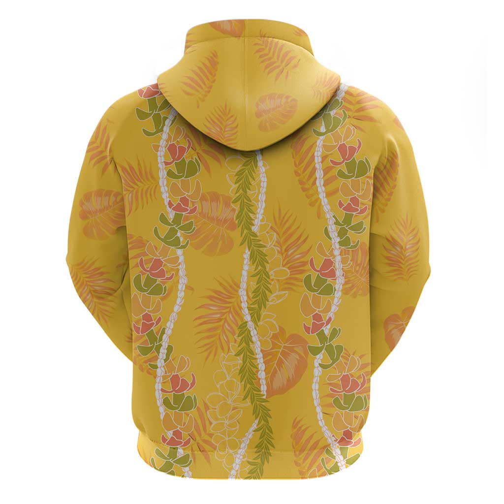 Hawaii Maile Lei Hoodie With Yellow Monstera Pattern